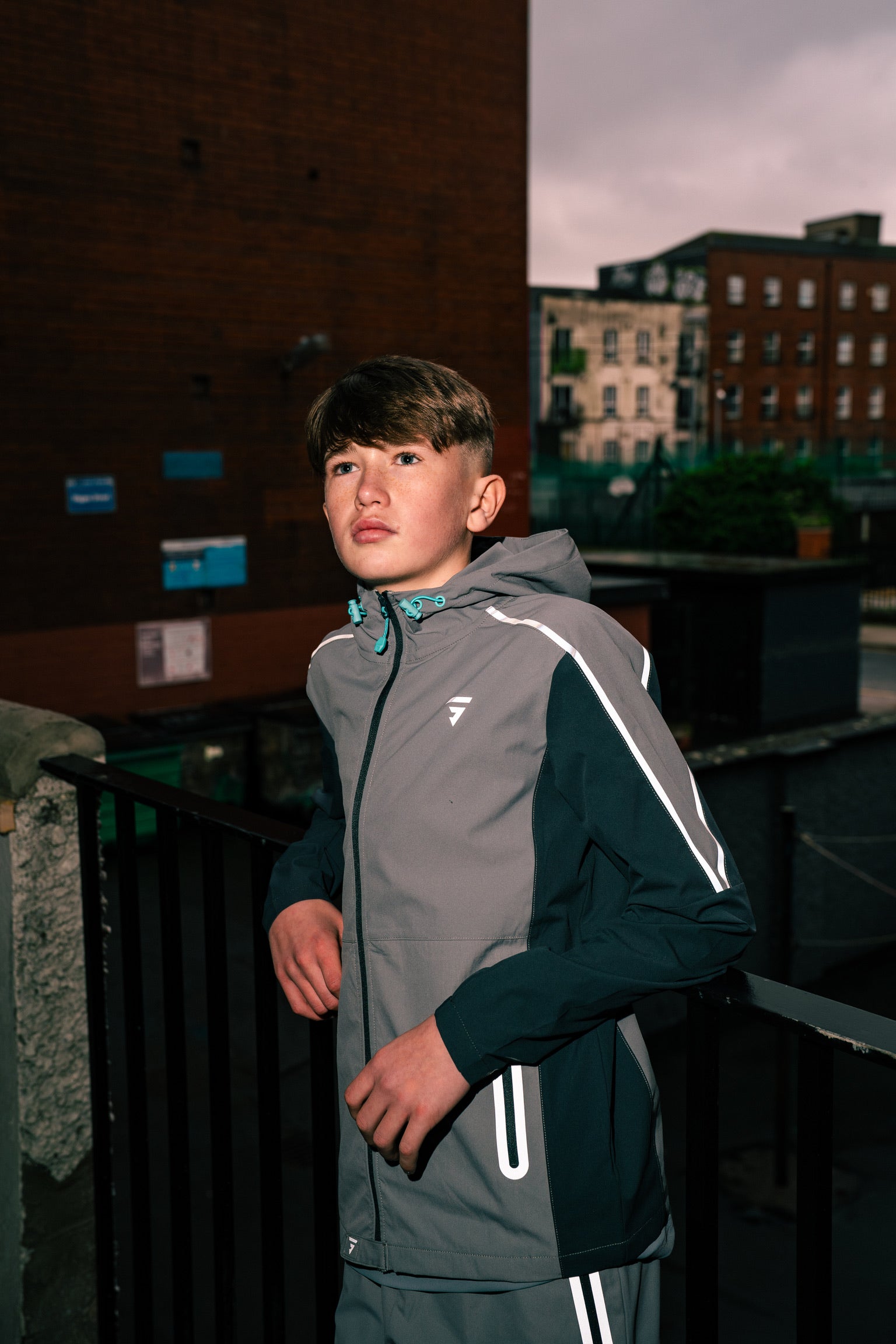 Junior Reflect Jacket - Light Grey/Dark Grey/Aqua Blue