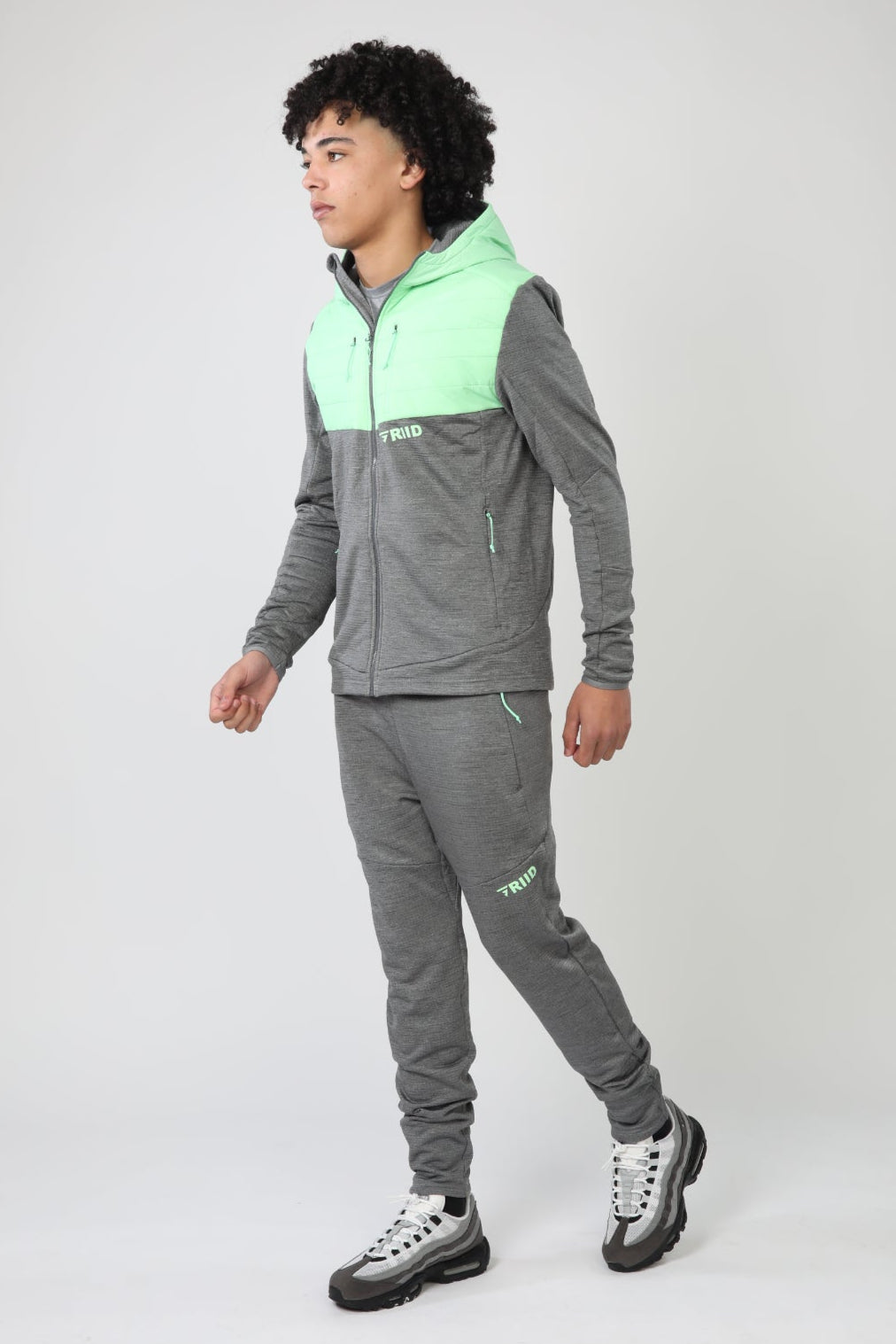 GRIID Radiant Hybrid Padded Jacket - Steel Grey/Fresh Mint