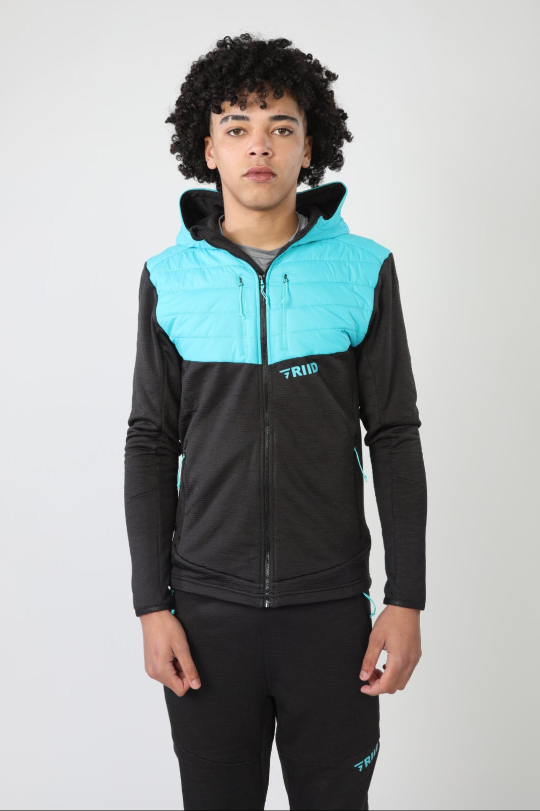 GRIID Radiant Hybrid Padded Jacket - Black/Fresh Blue