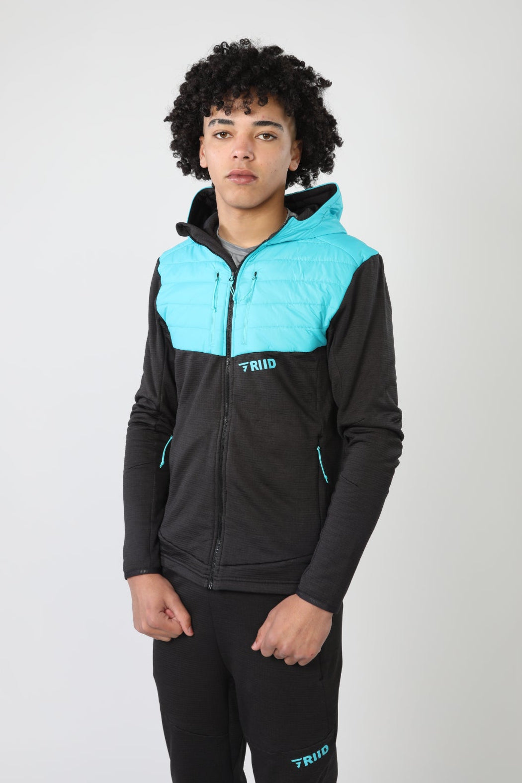 GRIID Radiant Hybrid Padded Jacket - Black/Fresh Blue