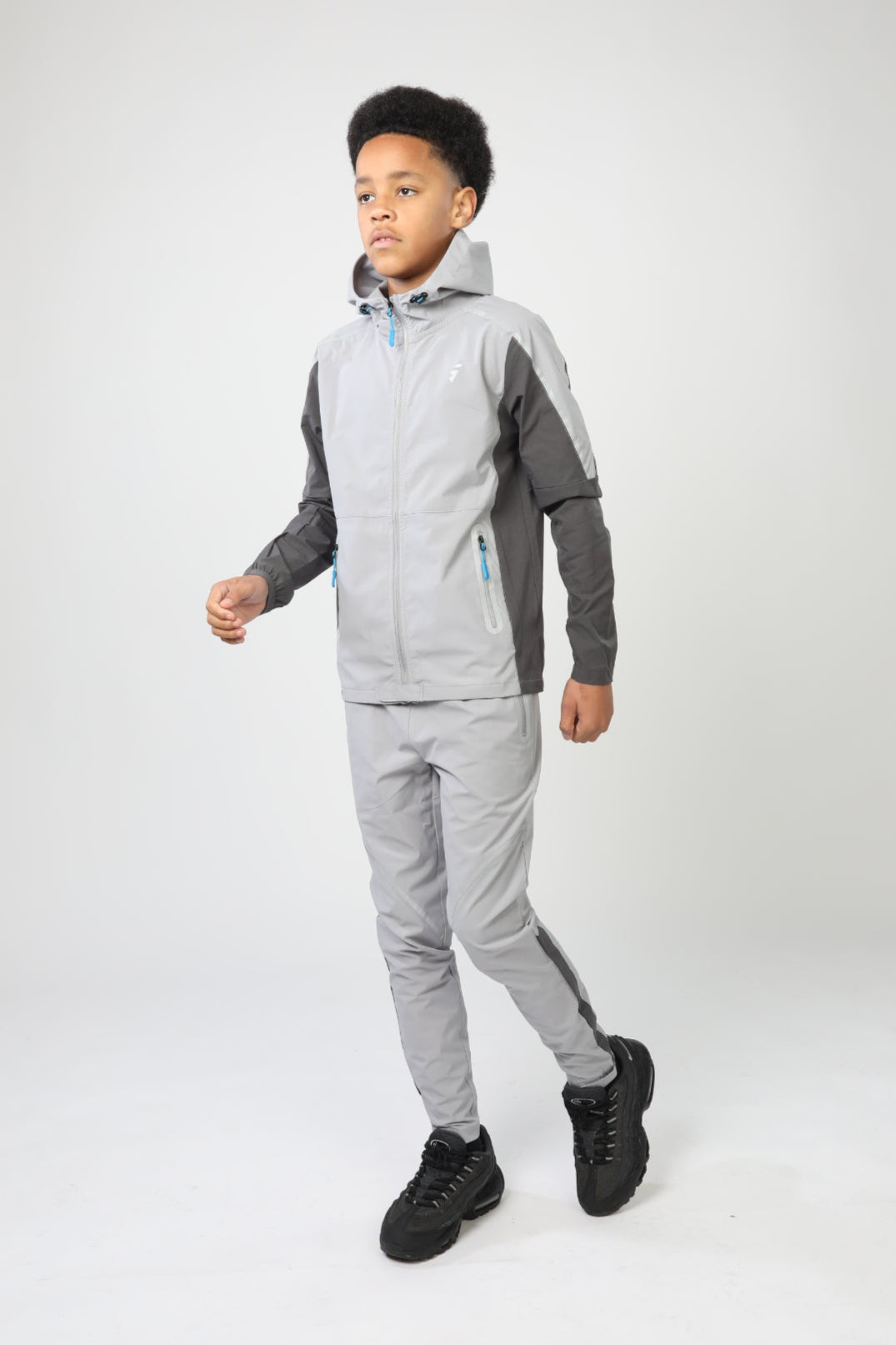 Junior Reflect Tracksuit - Light Grey/Dark Grey/Blue