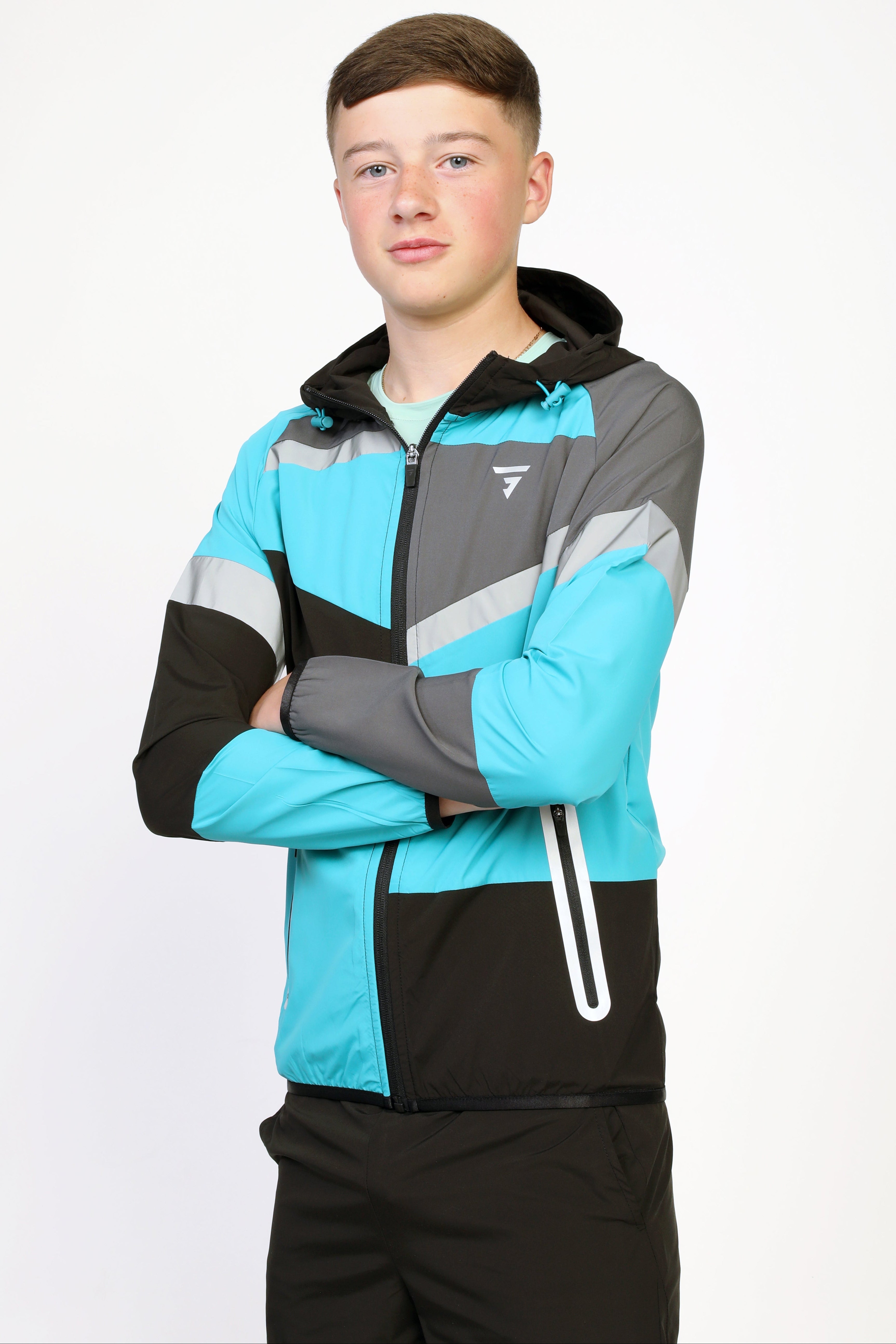 GRIID Junior Panel Jacket - Black/Onyx/Azure