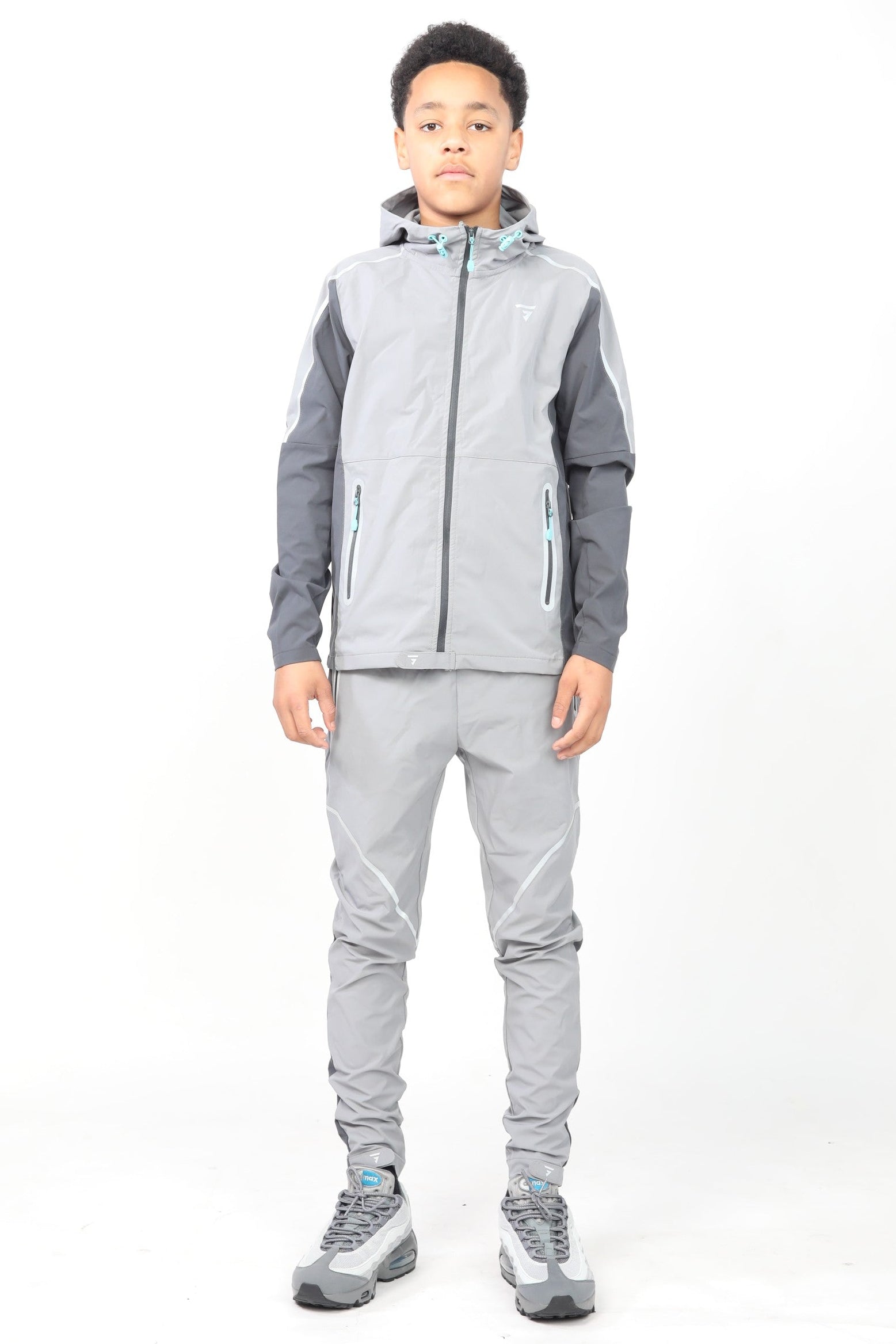 Junior Reflect Jacket - Light Grey/Dark Grey/Aqua Blue