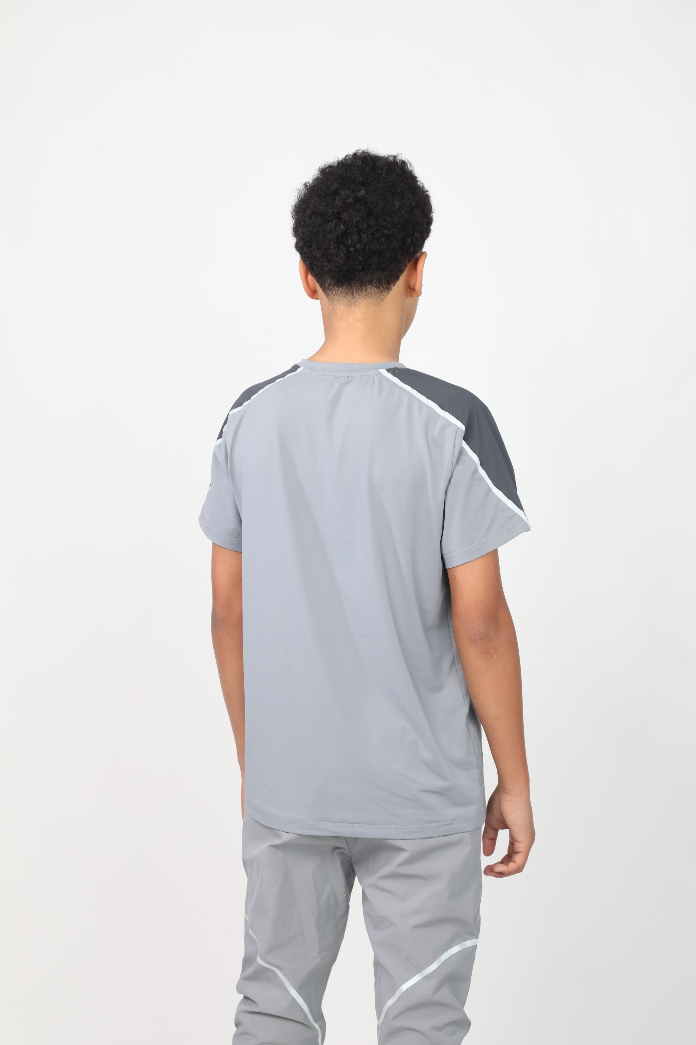 Junior Reflect Tee - Light Grey/Dark Grey/Aqua Blue