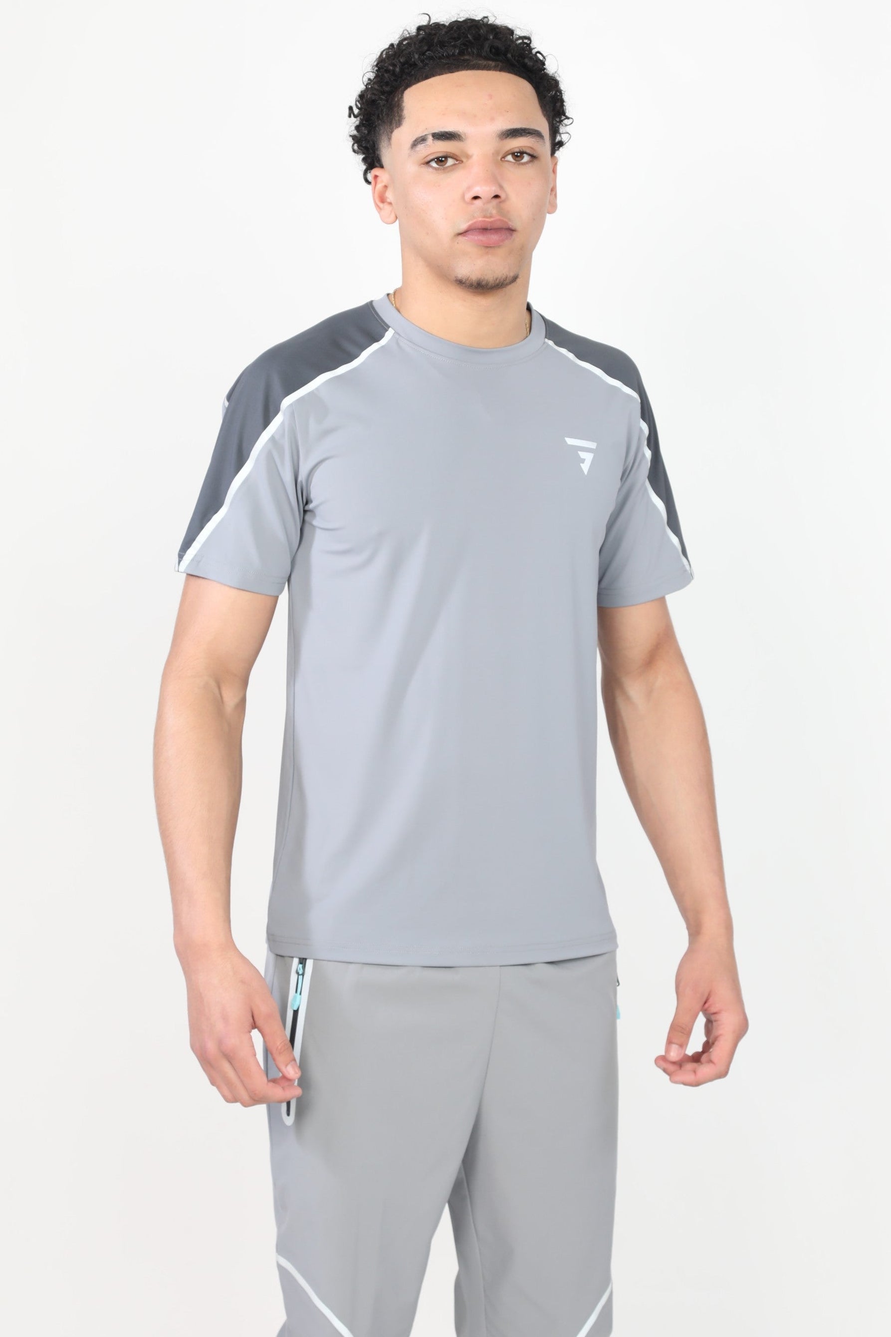 GRIID Reflect Tee - Light Grey/Dark Grey/Aqua Blue