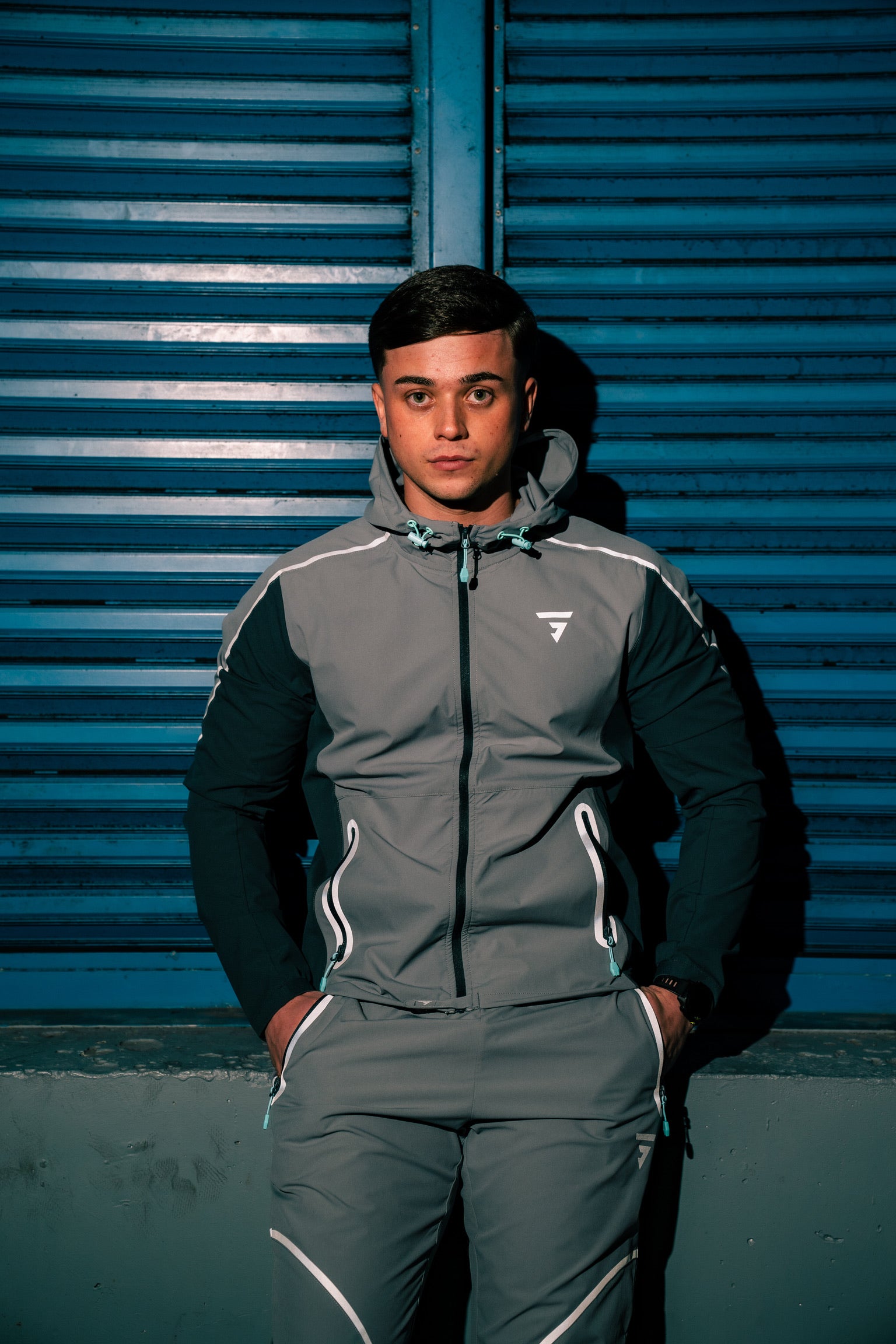 GRIID Reflect Tee - Light Grey/Dark Grey/Aqua Blue