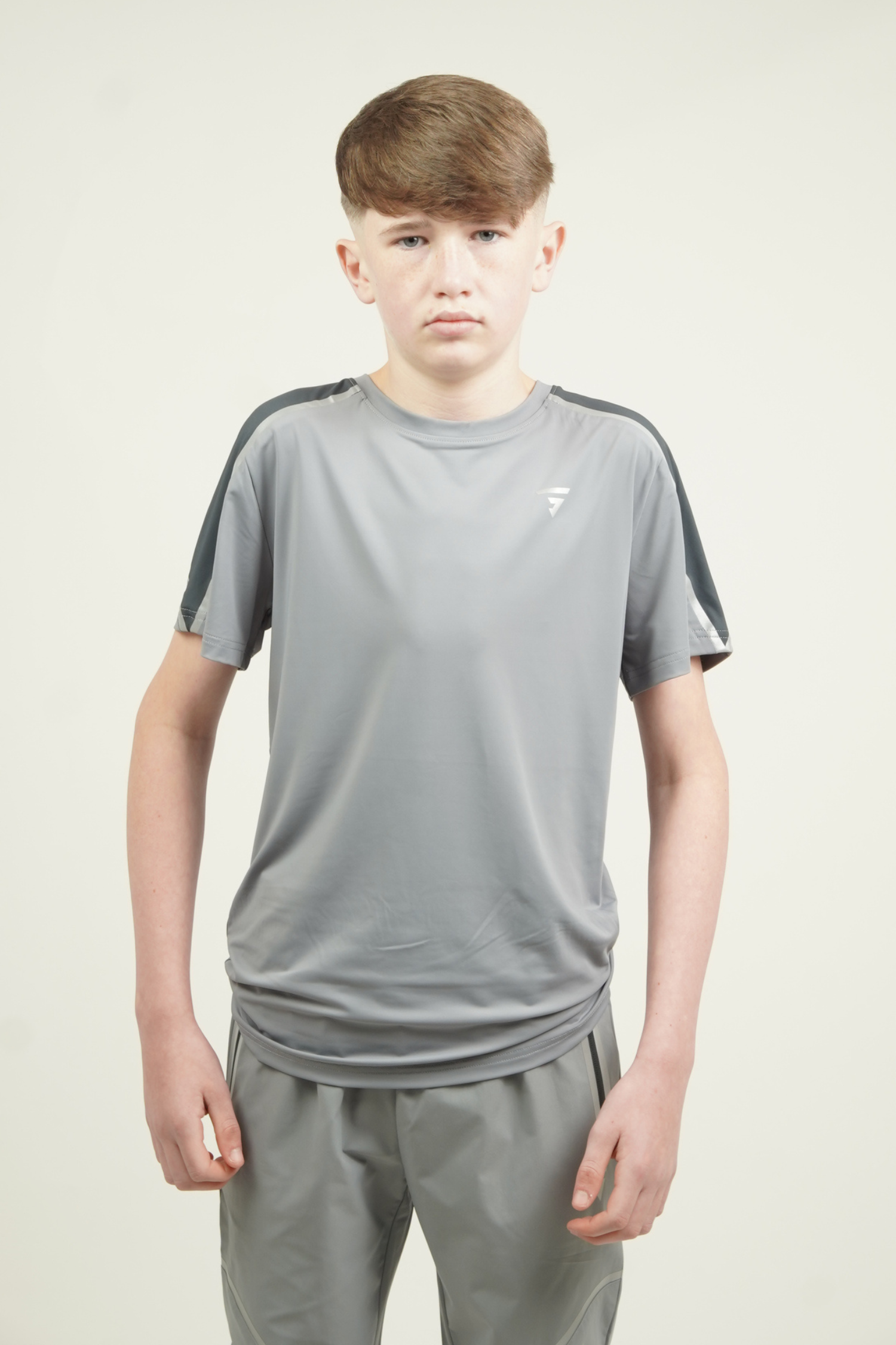 Junior Reflect Tee - Light Grey/Dark Grey/Aqua Blue