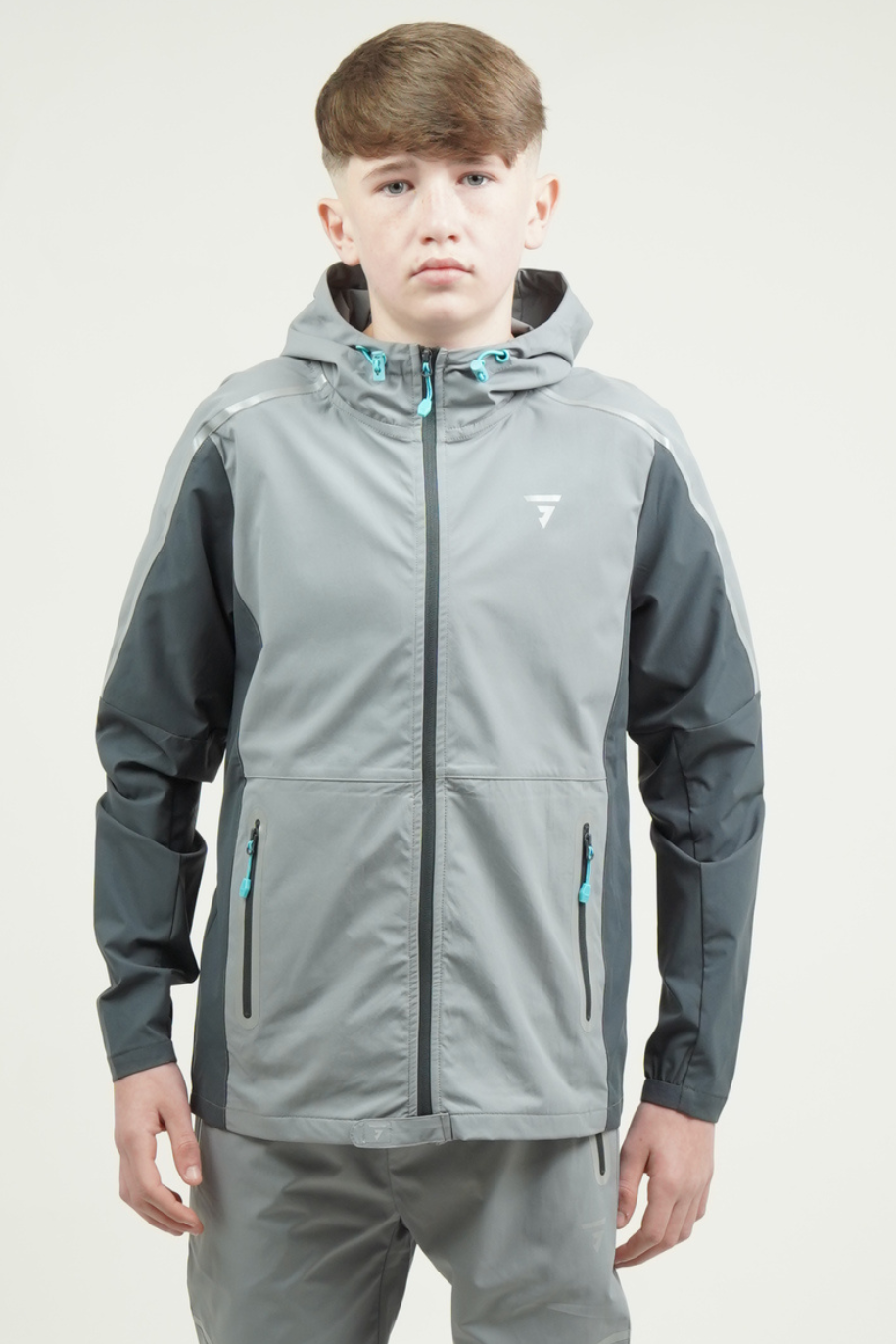 Junior Reflect Jacket - Light Grey/Dark Grey/Aqua Blue
