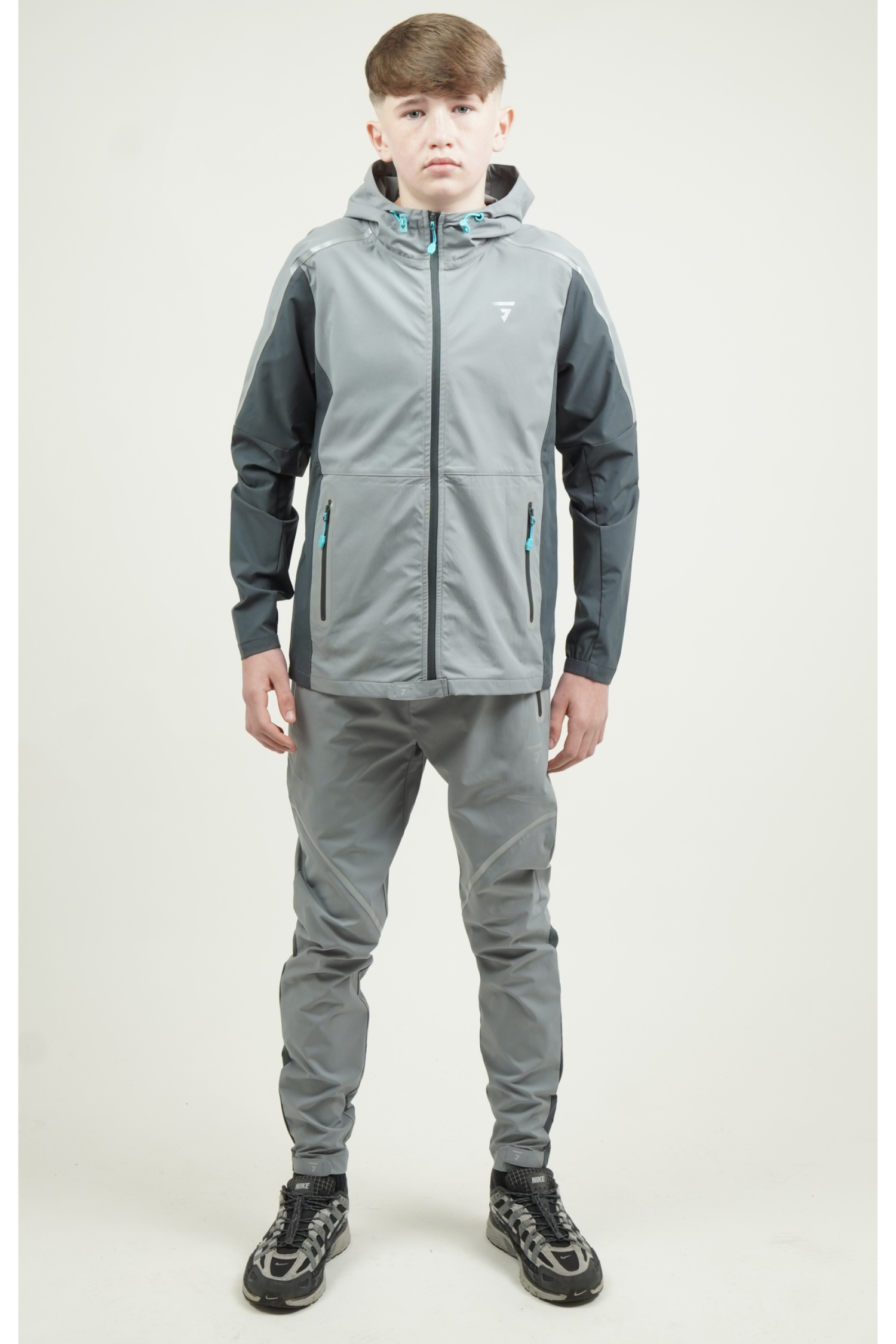 Junior Reflect Jacket - Light Grey/Dark Grey/Aqua Blue