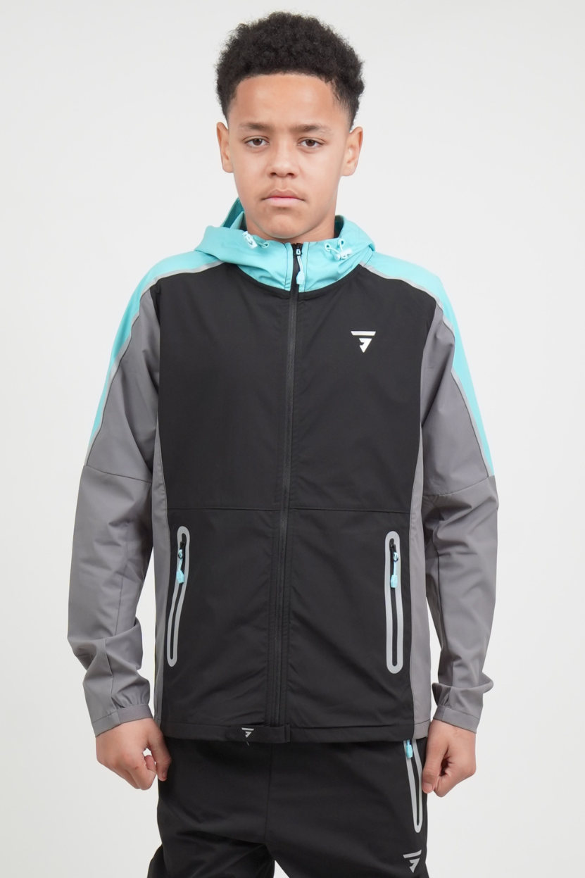 Junior Reflect Jacket - Black/Slate Grey/Aqua