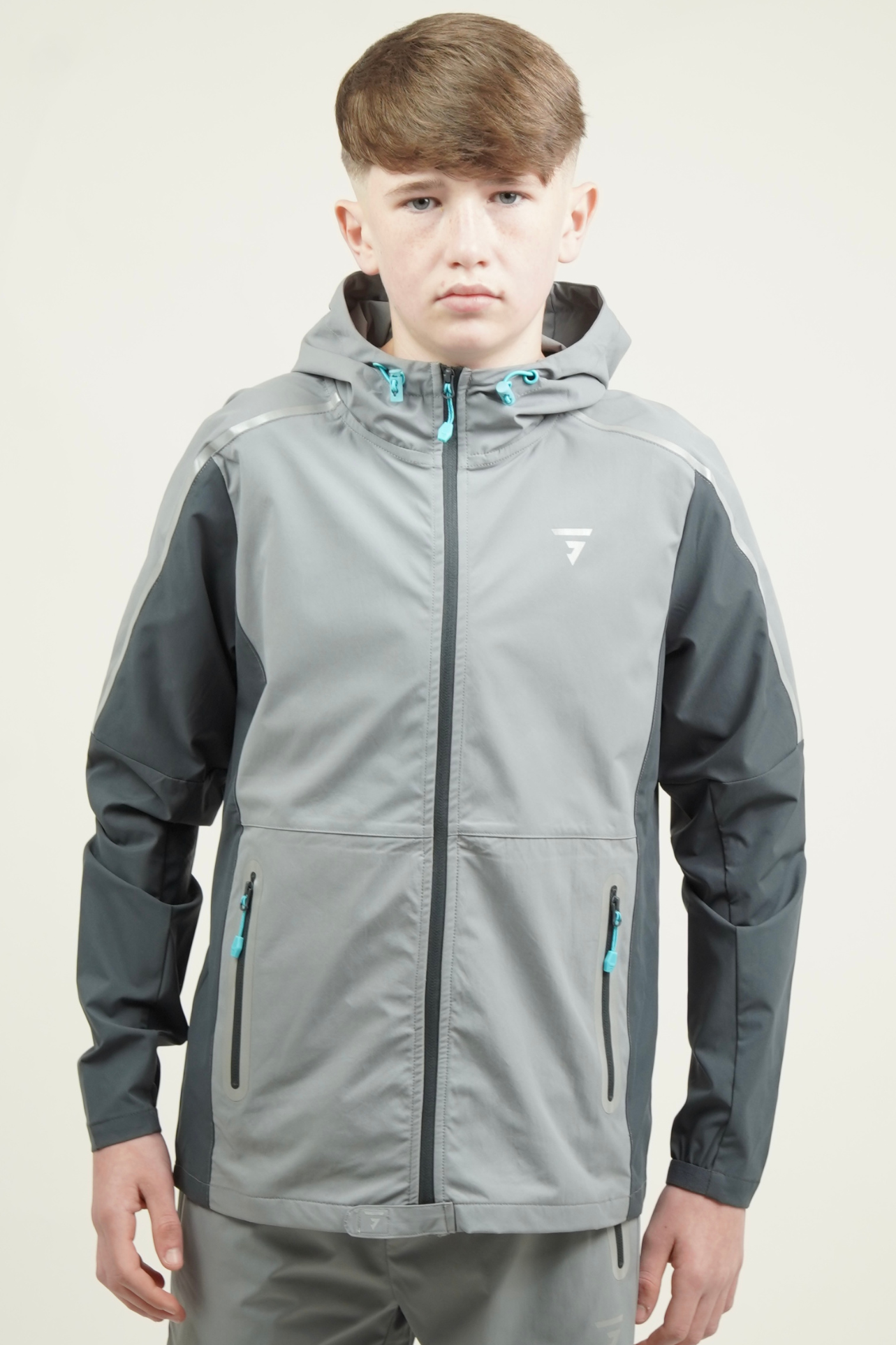 Junior Reflect Jacket - Light Grey/Dark Grey/Aqua Blue