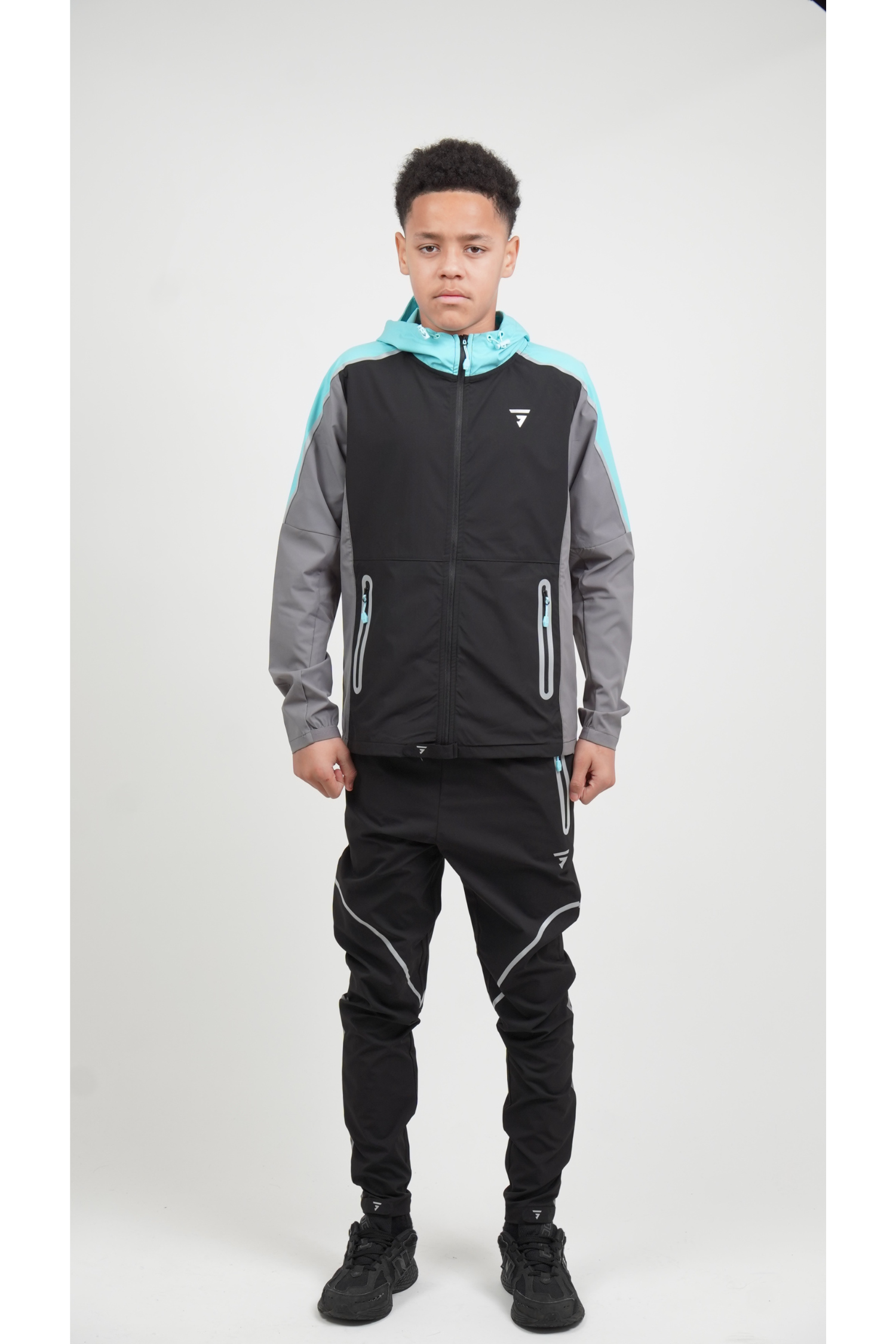 Junior Reflect Jacket - Black/Slate Grey/Aqua