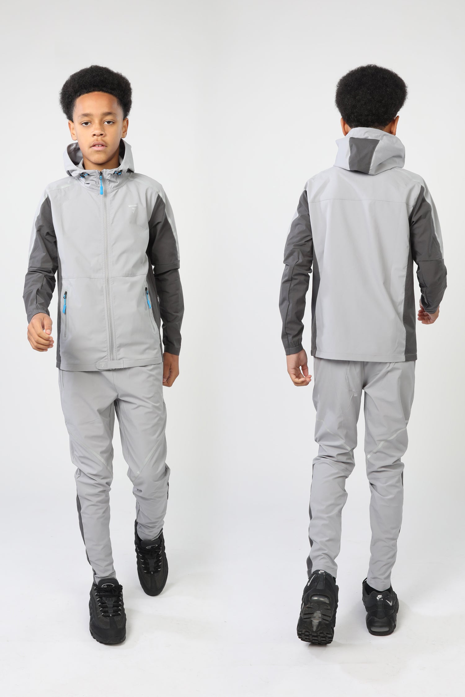 Junior Reflect Tracksuit - Light Grey/Dark Grey/Blue