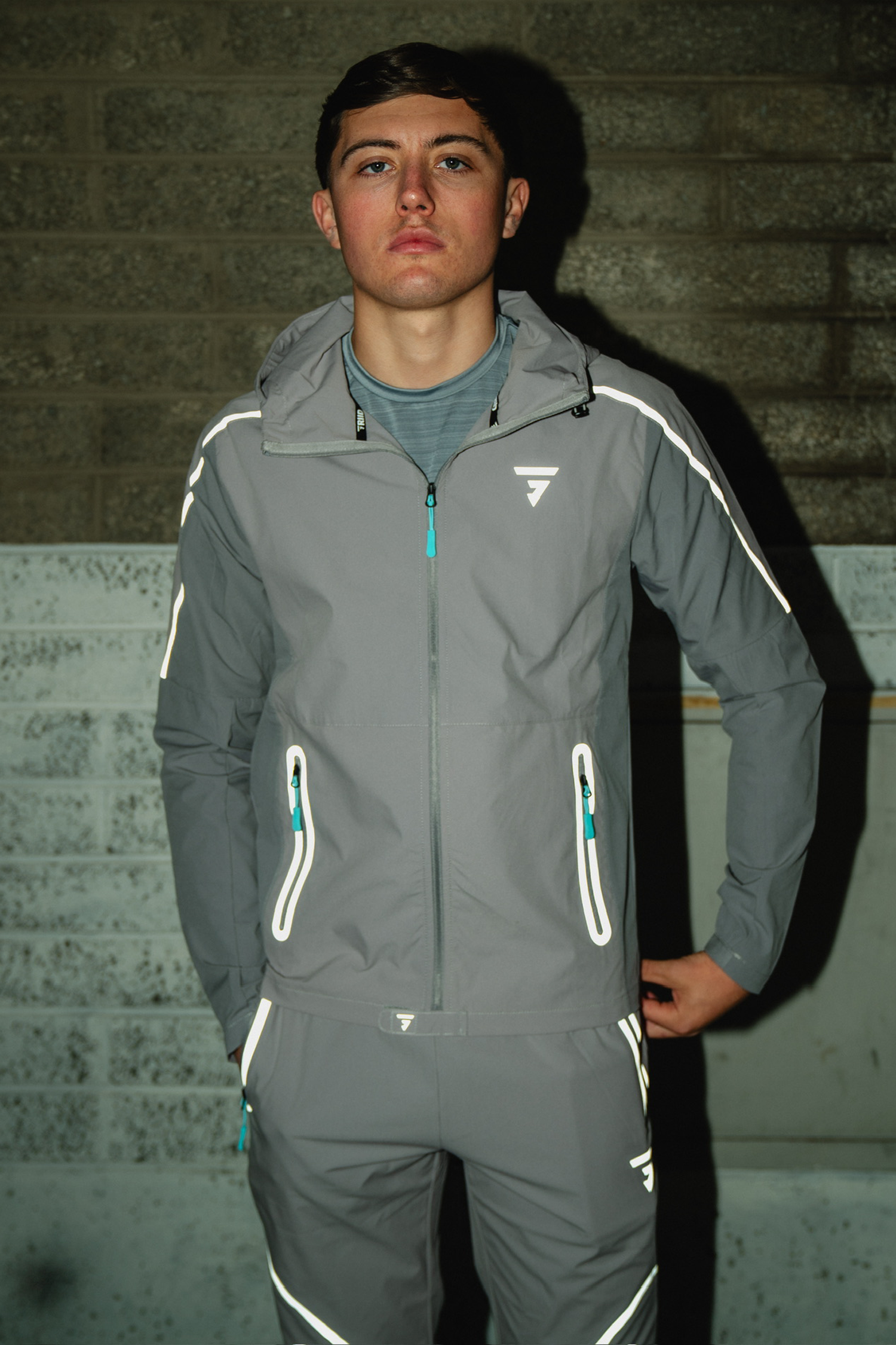 GRIID Reflect Jacket - Light Grey/Mid Grey/Aqua