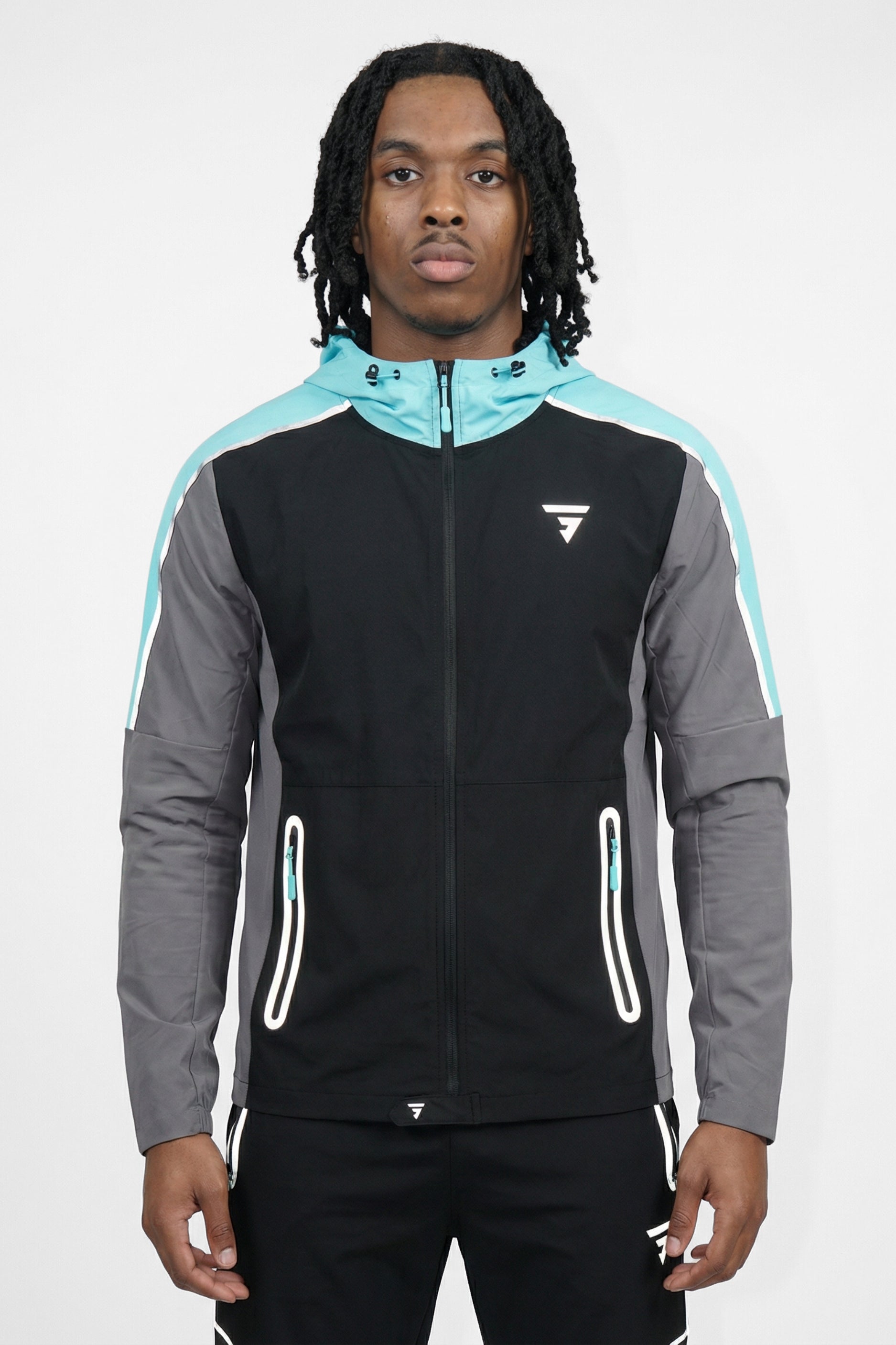 GRIID Reflect Jacket - Black/Slate Grey/Aqua