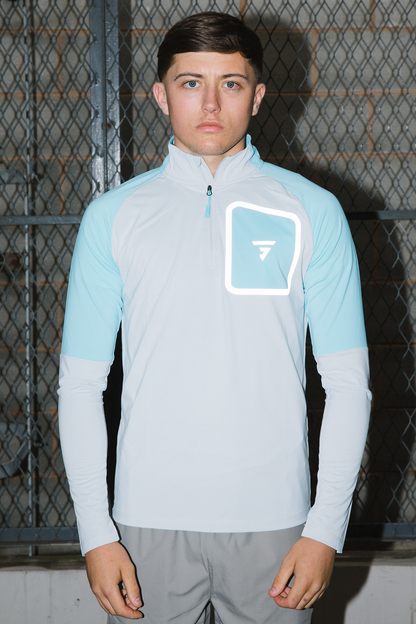 1/2 Zip - Grey/Aqua