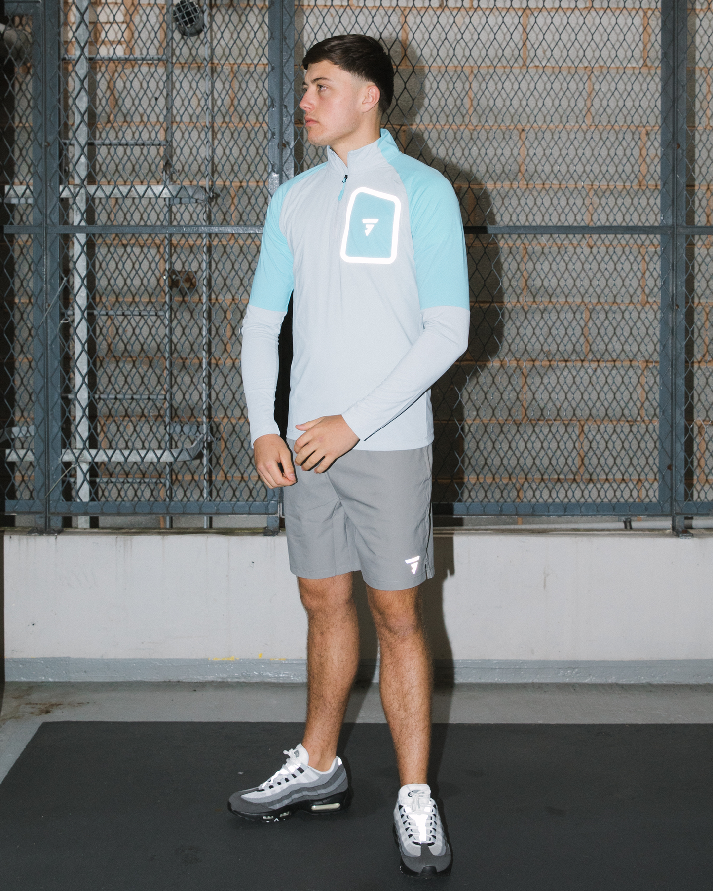 1/2 Zip - Grey/Aqua