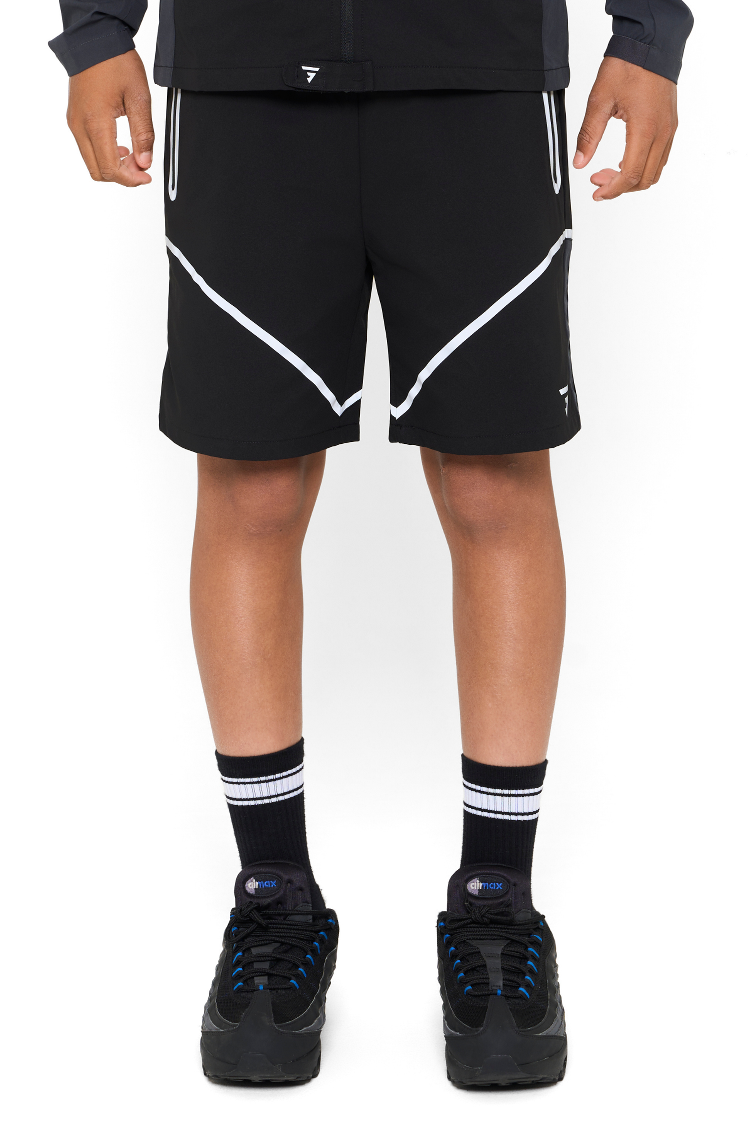 Junior Reflect Shorts - Black/Asphalt/Red