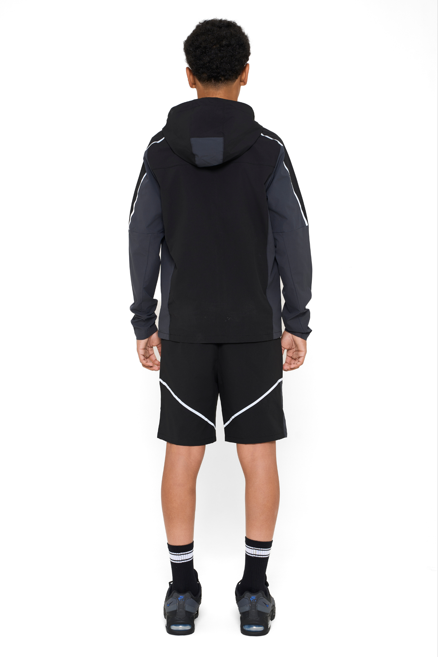 Junior Reflect Shorts - Black/Asphalt/Red