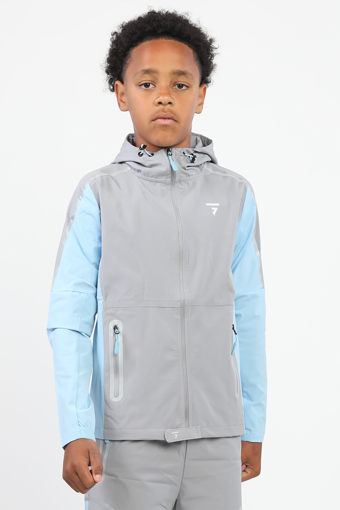 Junior Reflect Jacket Light Grey Sky Blue GRIID