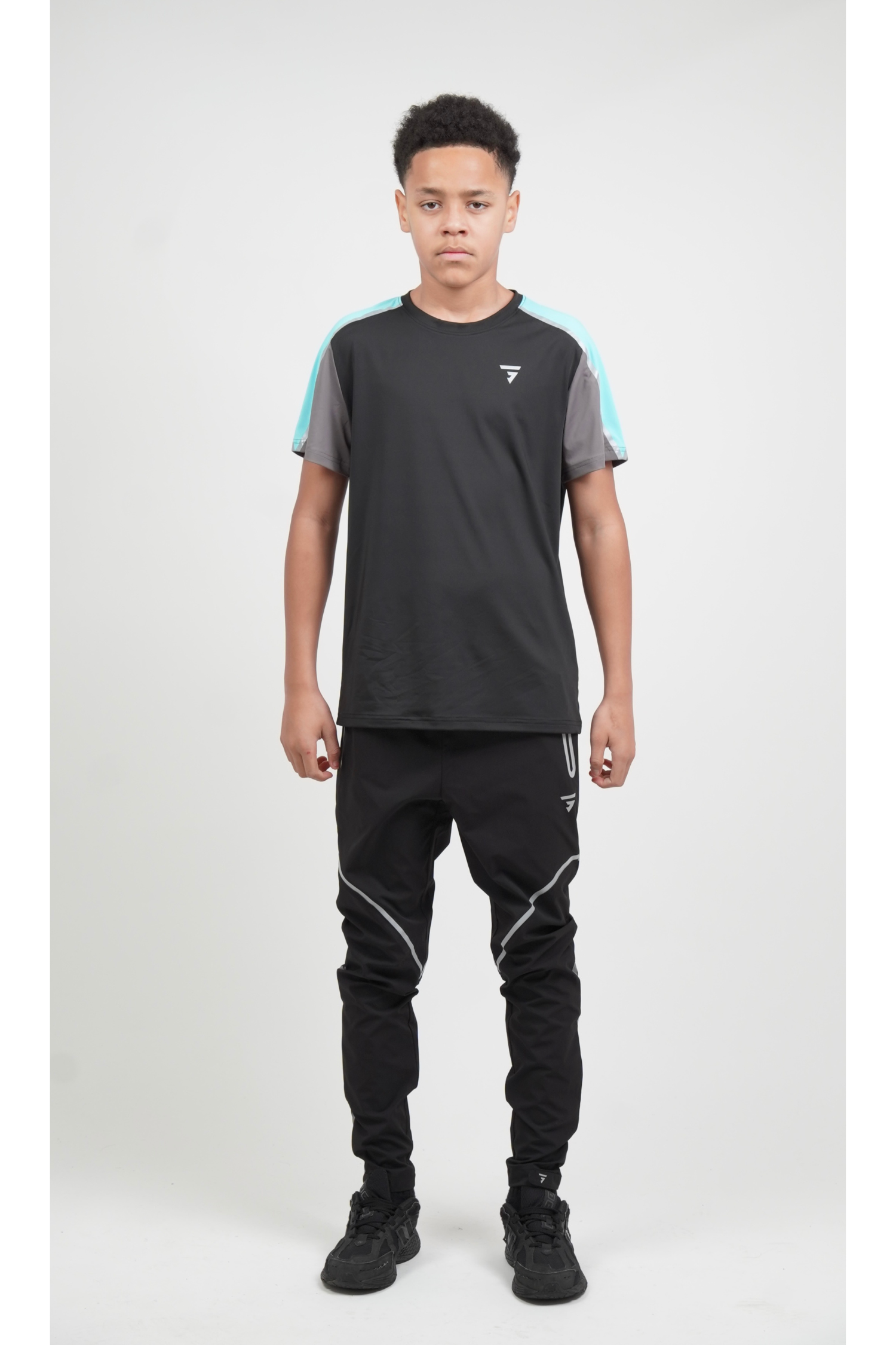 Junior Reflect Tee - Black/Slate Grey/Aqua Blue