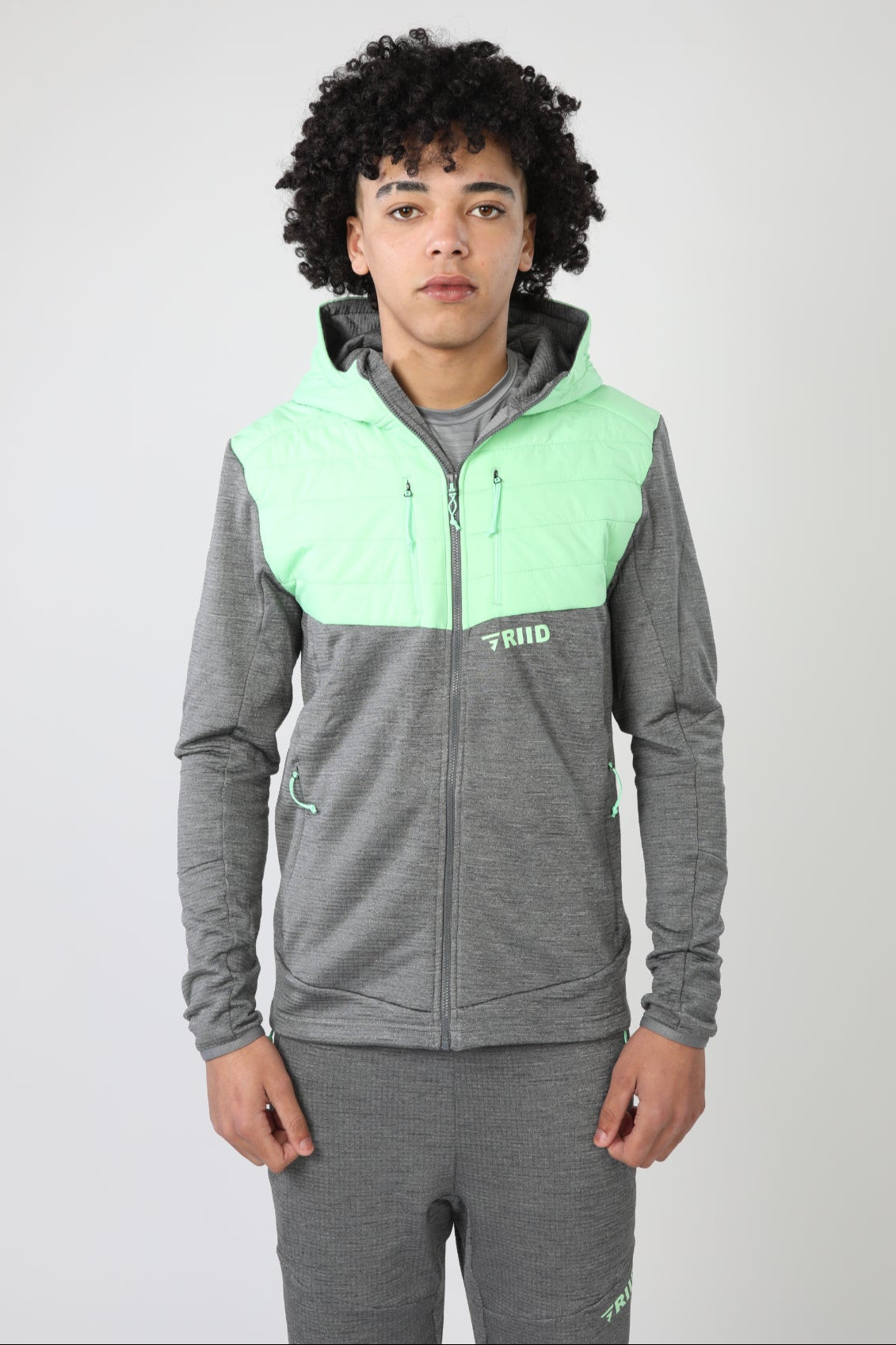 GRIID Radiant Hybrid Padded Jacket - Steel Grey/Fresh Mint