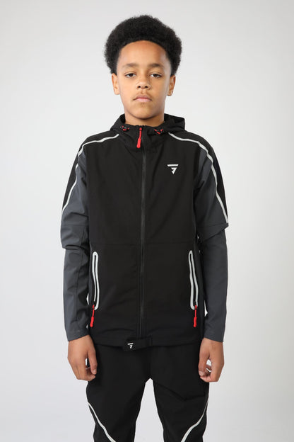 Junior Reflect Tracksuit - Black/Charcoal/Red