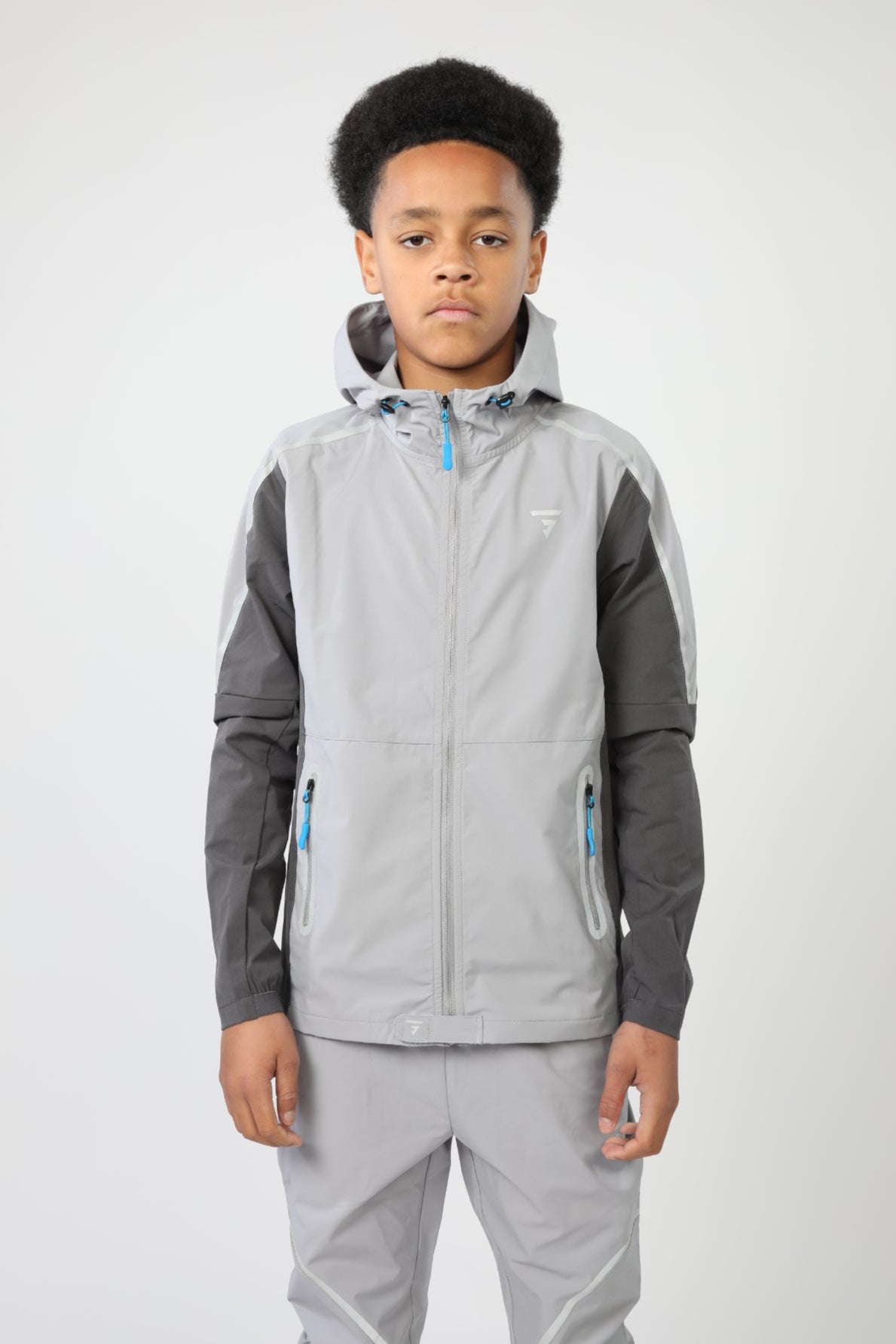 Junior Reflect Tracksuit - Light Grey/Dark Grey/Blue