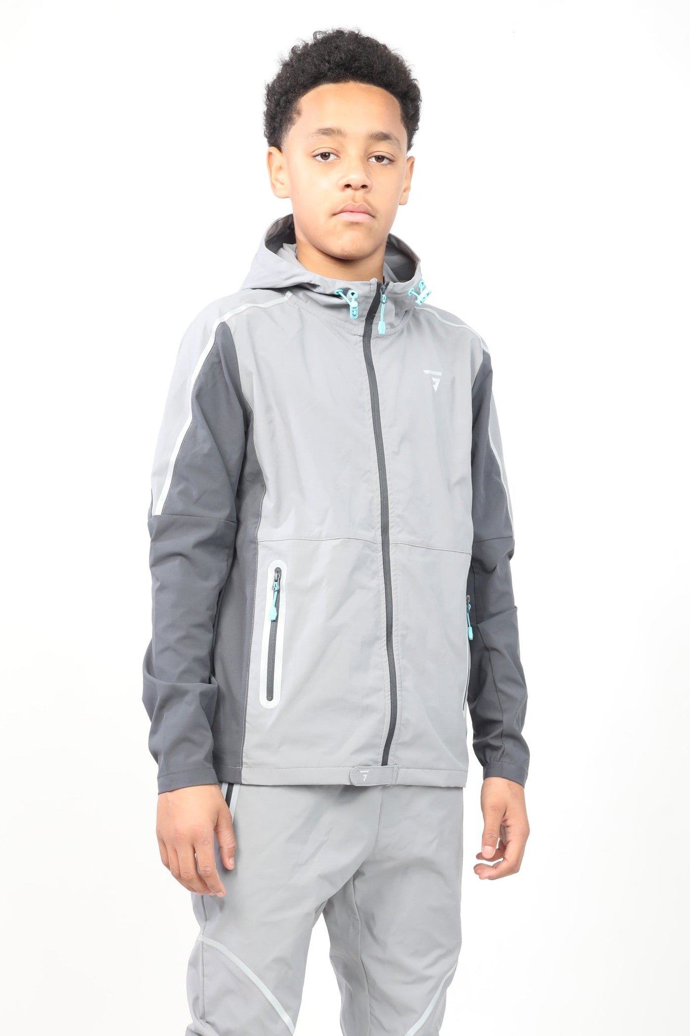 Junior Reflect Jacket - Light Grey/Dark Grey/Aqua Blue