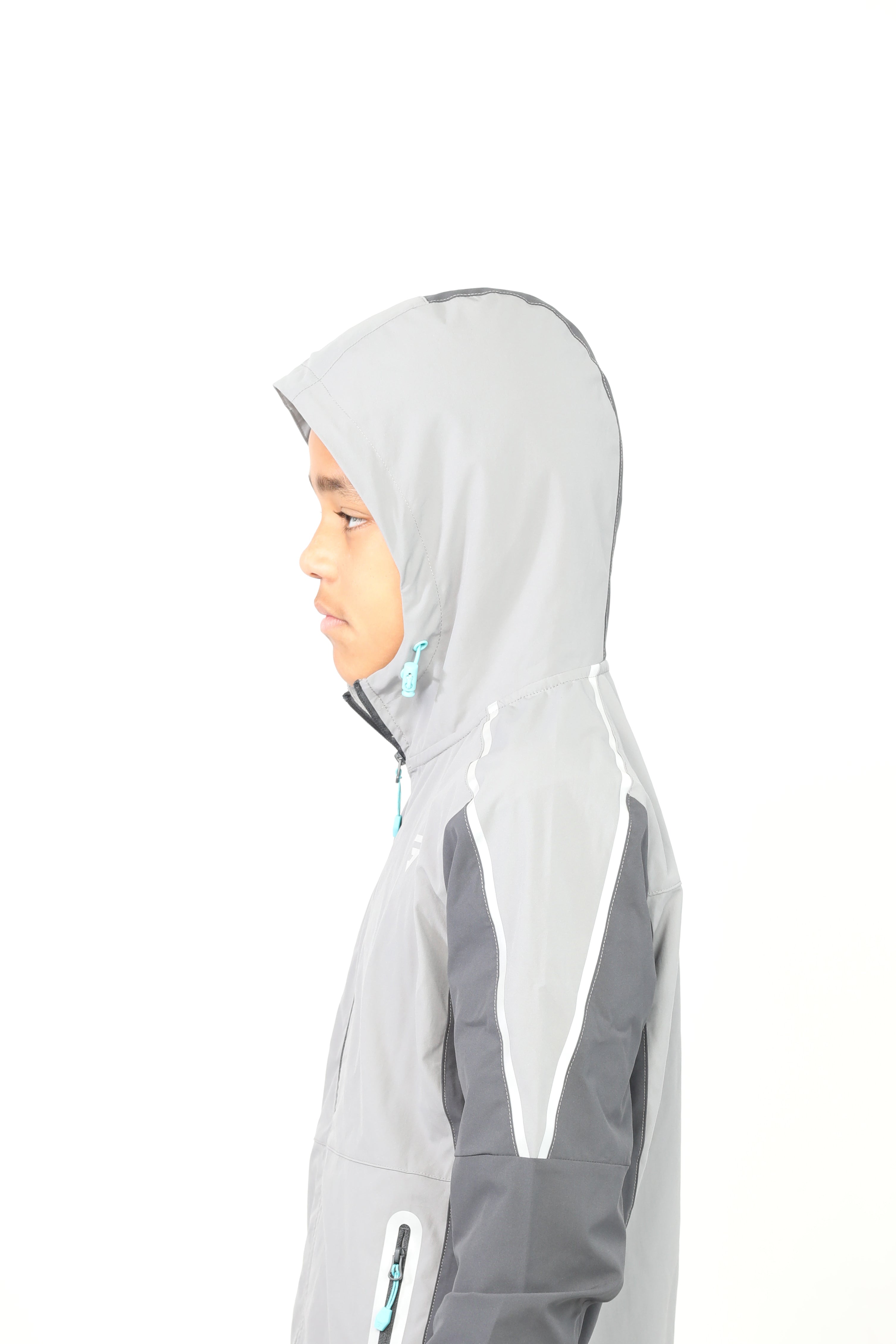 Junior Reflect Jacket - Light Grey/Dark Grey/Aqua Blue