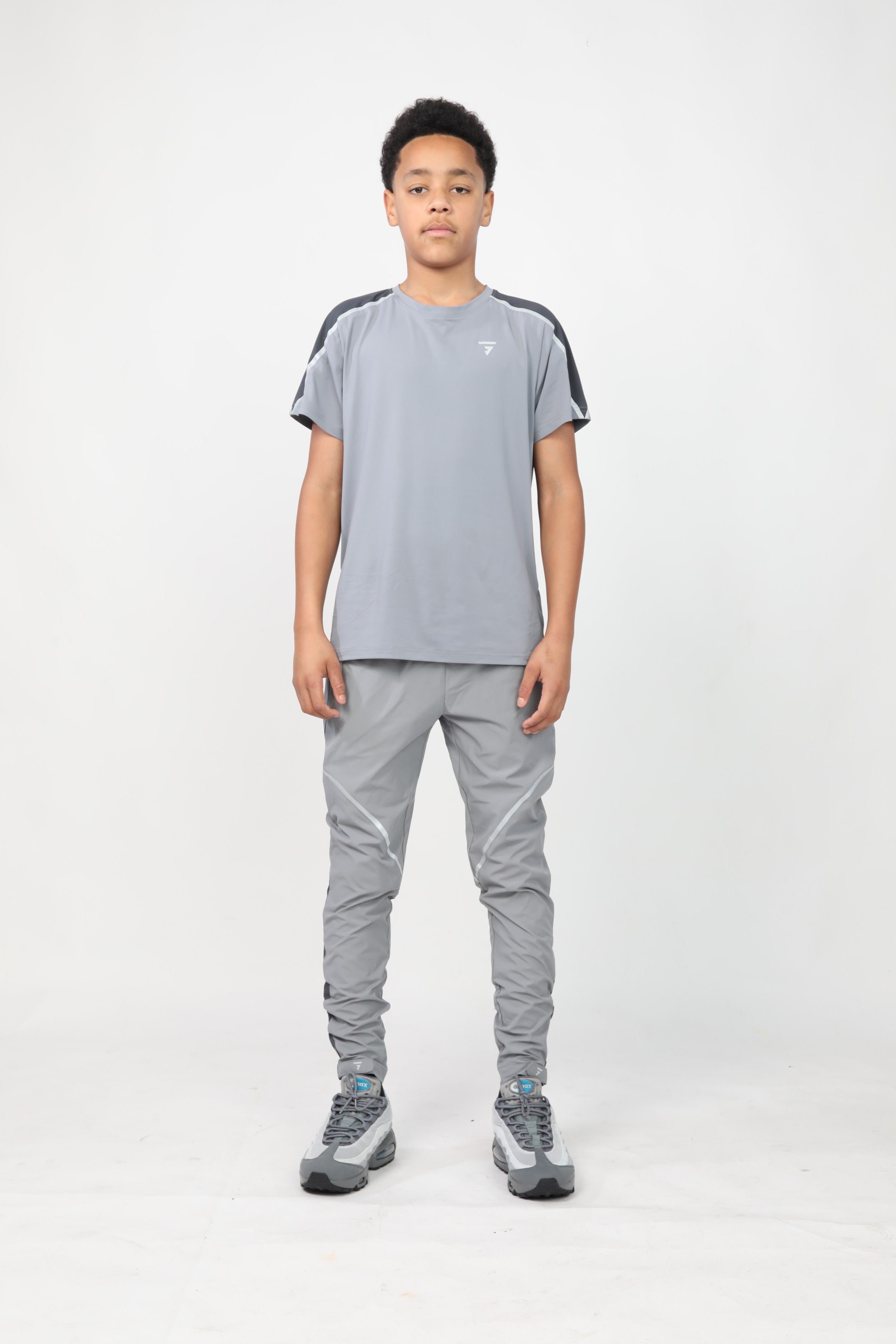 Junior Reflect Tee - Light Grey/Dark Grey/Aqua Blue