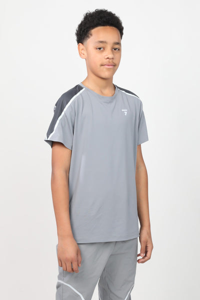 Junior Reflect Tee - Light Grey/Dark Grey/Aqua Blue