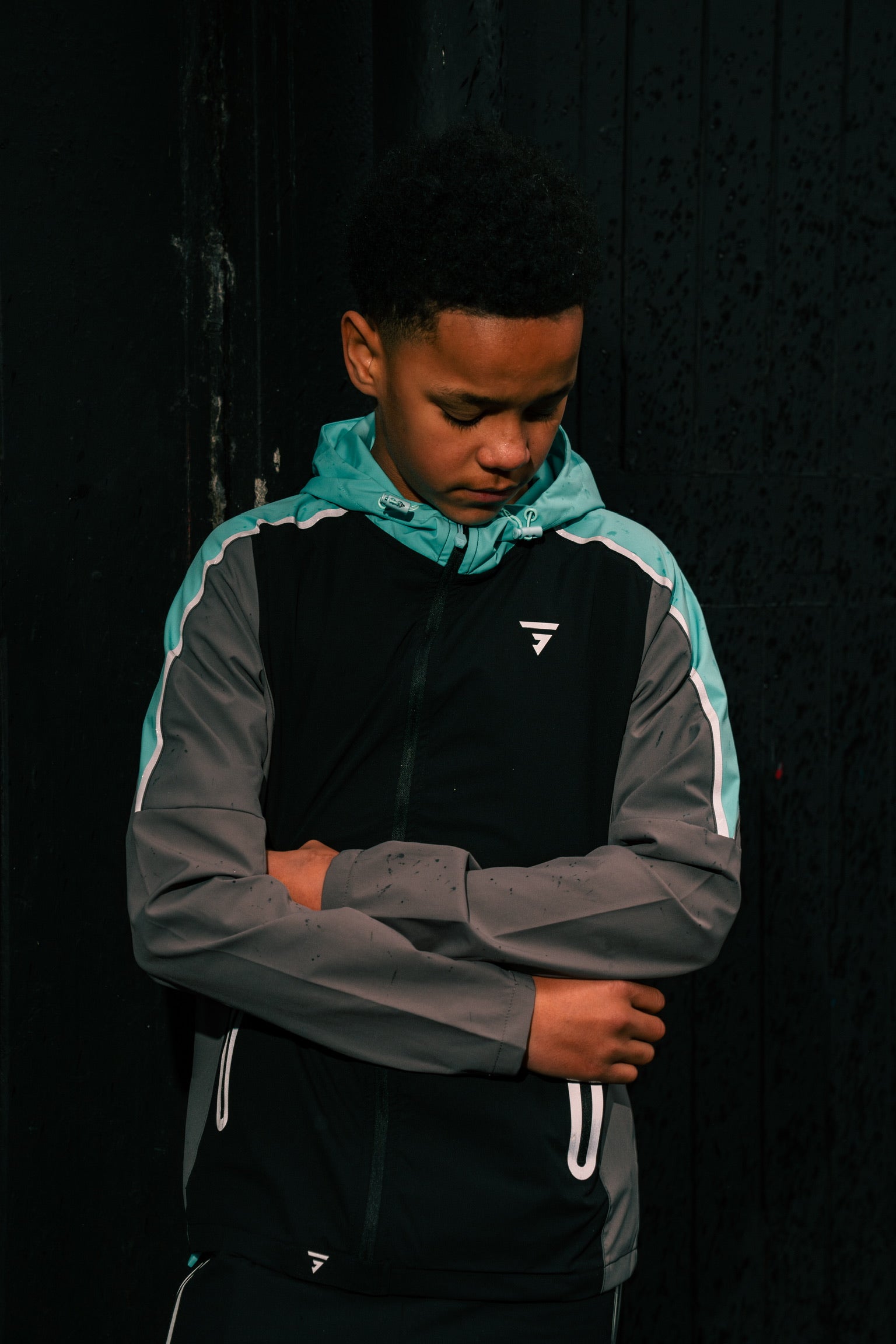 Junior Reflect Jacket - Black/Slate Grey/Aqua