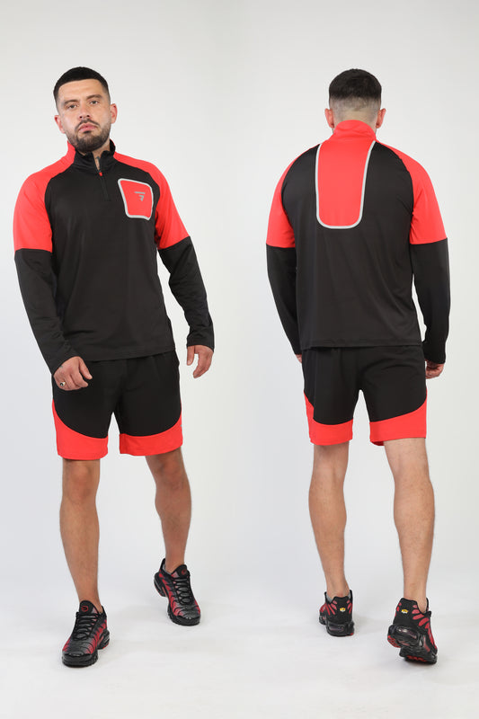 Glide 1/2 Zip - Black/Red