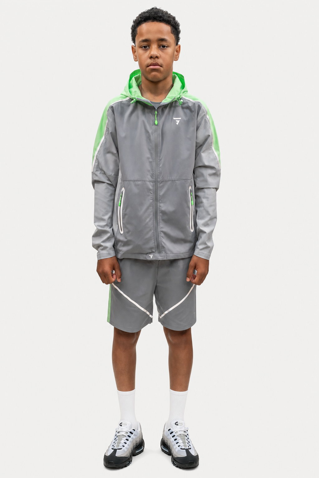 Junior Reflect Shorts - Smoke Grey / Neon Lime