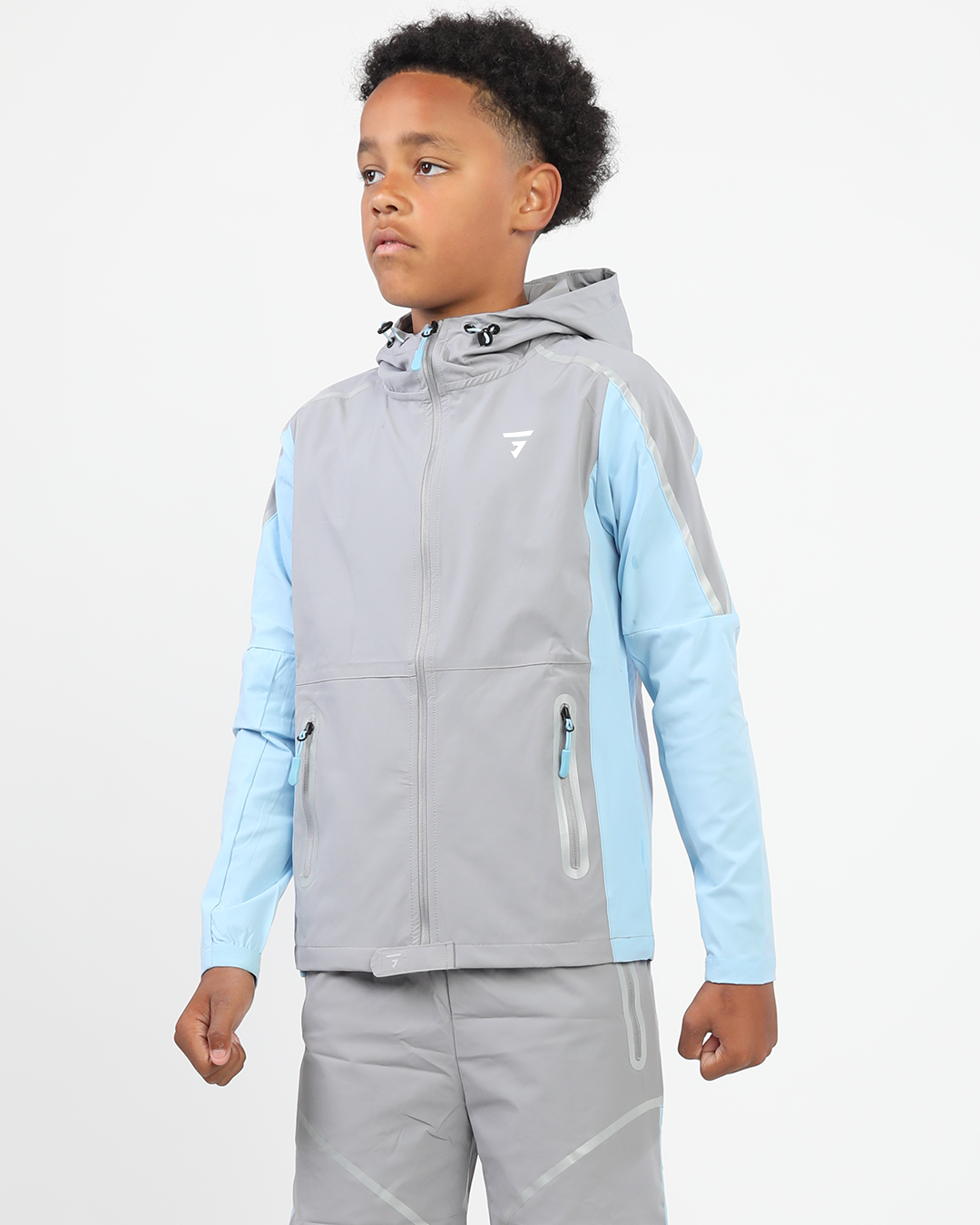 Junior Reflect Jacket - Light Grey/Sky Blue