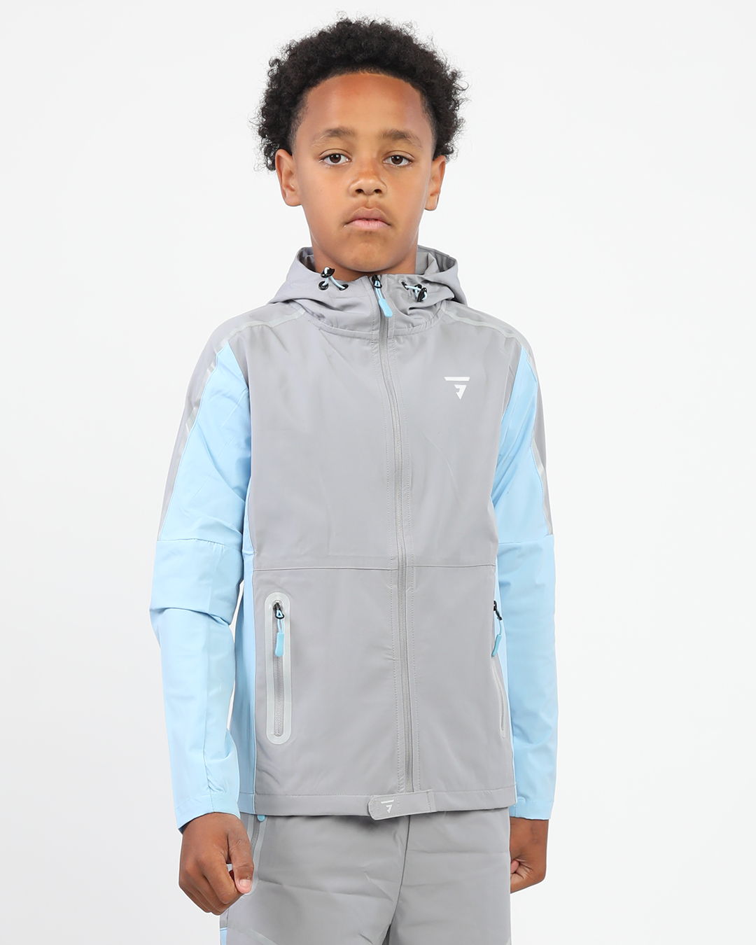 Junior Reflect Jacket - Light Grey/Sky Blue