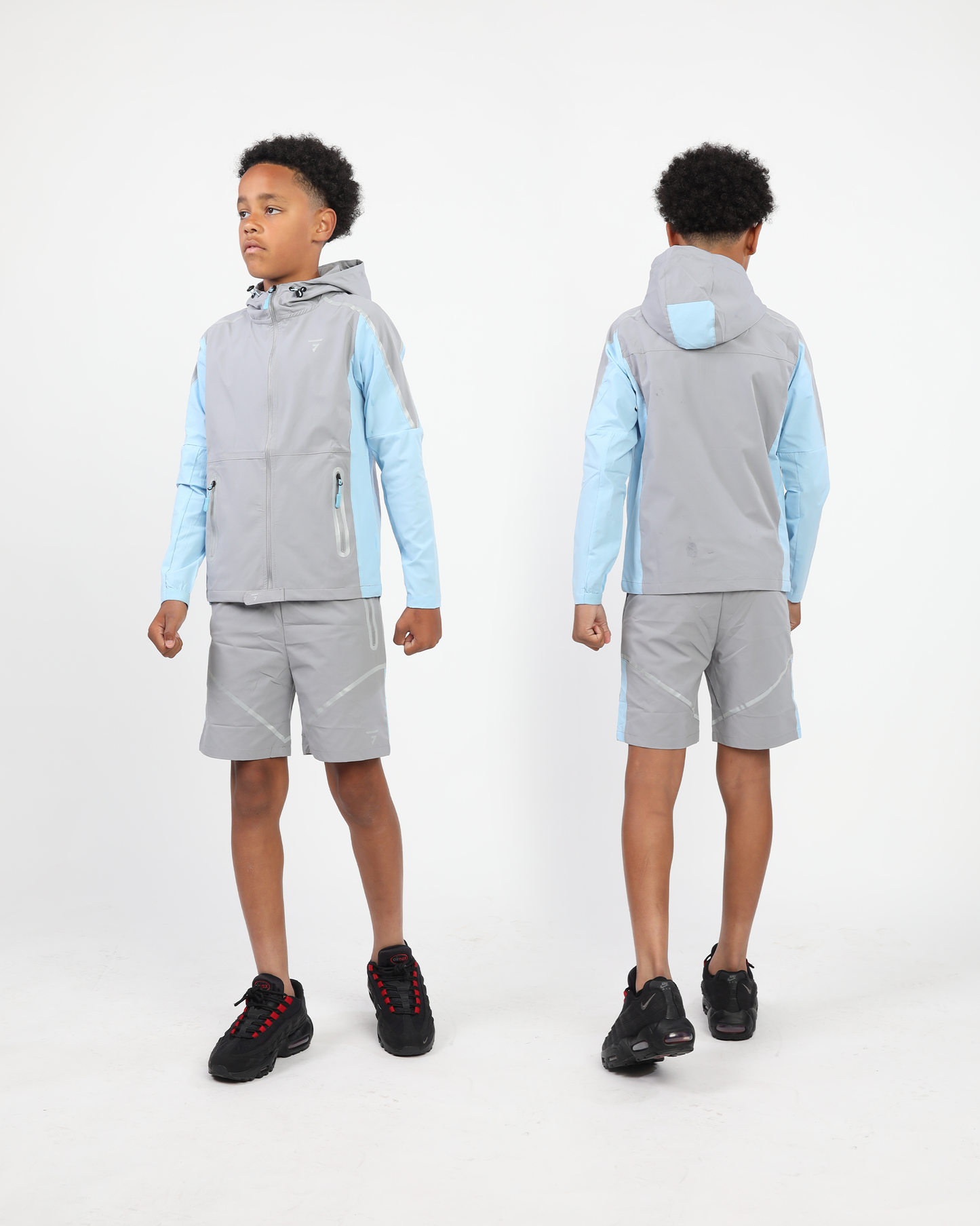 Junior Reflect Shorts - Light Grey/Sky Blue